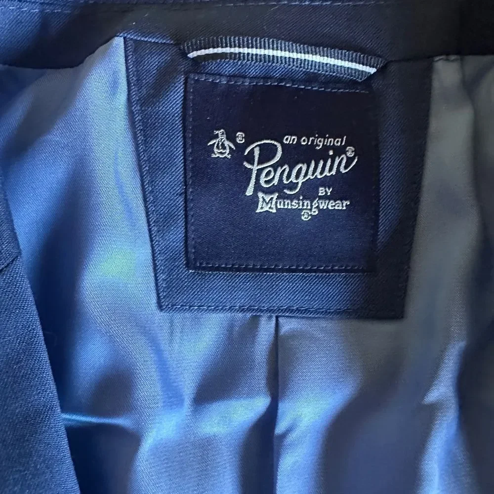 ORIGINAL PENGUIN Slim Fit Wool Blend Suit Jacket Navy 40L Two Button NEW